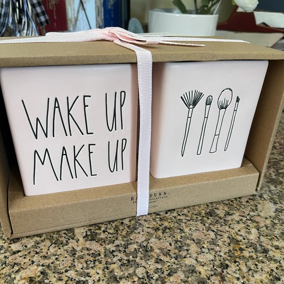Rae Dunn Other - NWT Rae Dunn 2pc Pink “Wake up Make up” Brush set